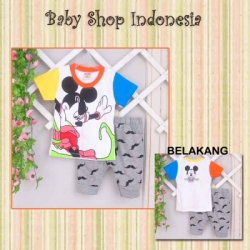 large LU262 Setelan Kaos Mickey Mustache 65 oranye